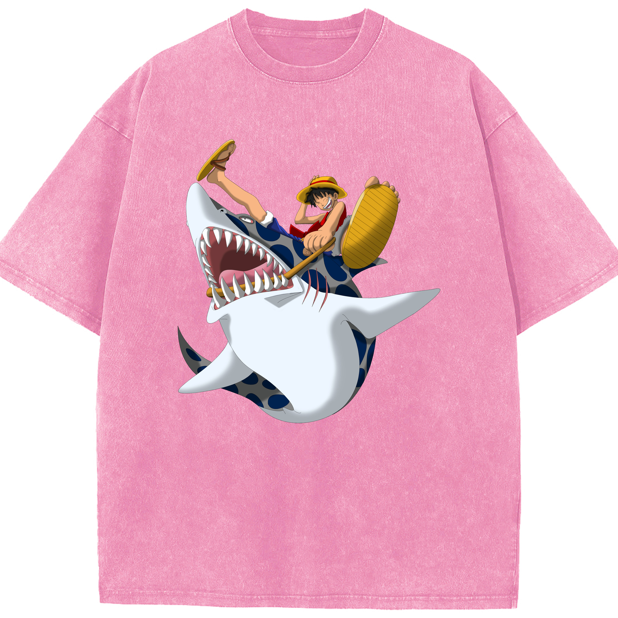 ワンピース モンキー・D・ルフィ ONE PIECE Monkey D. Luffy 綿100% ヴィンテージ風 半袖Tシャツ（フロントプリント）